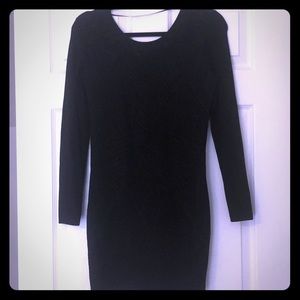 Black, sparkly, sweater mini dress